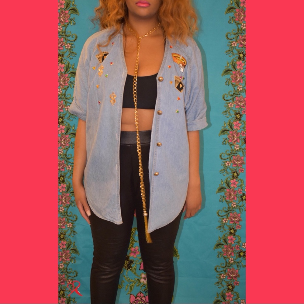 Vintage Denim Embroidered Shirt